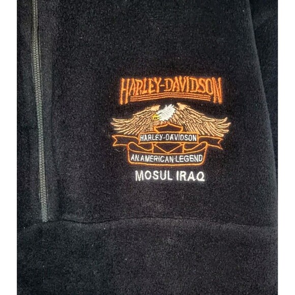 Harley Davidson Fleece Sweatshirt Mens L Blk Military Biker Pullover Crest Logo - Picture 2 of 7